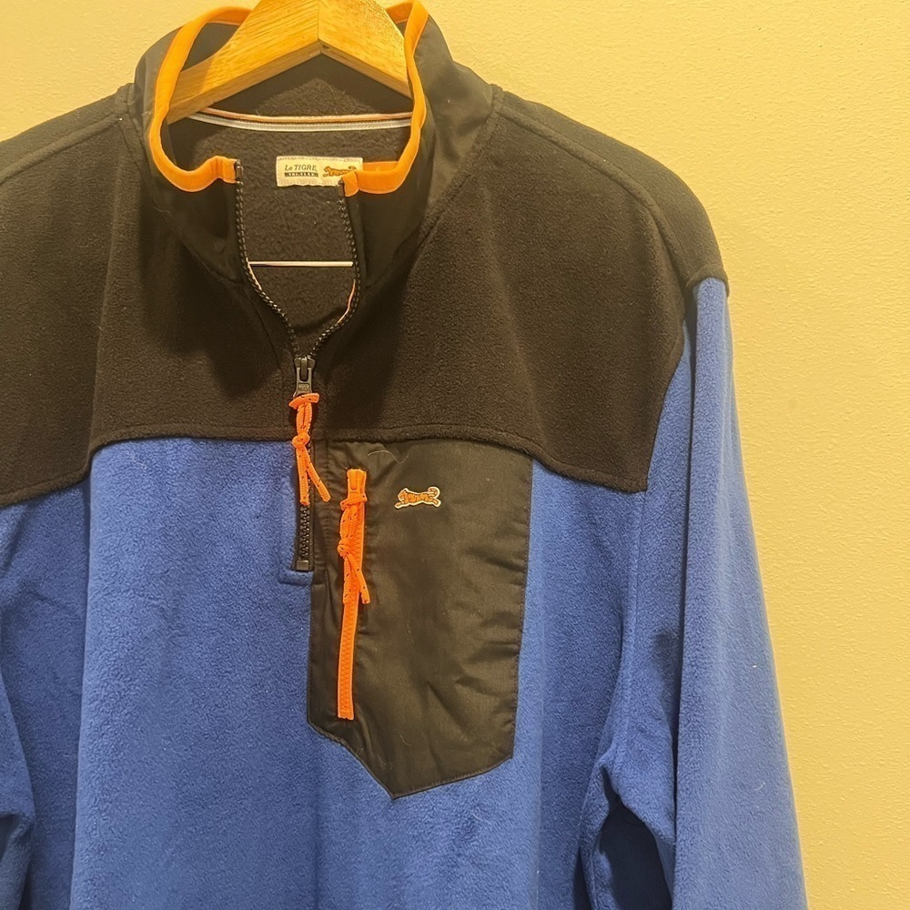 LE TIGRE TRI FLEX Mens Fleece Pullover Jacket Size XL - Blue/Black - Picture 3 of 4